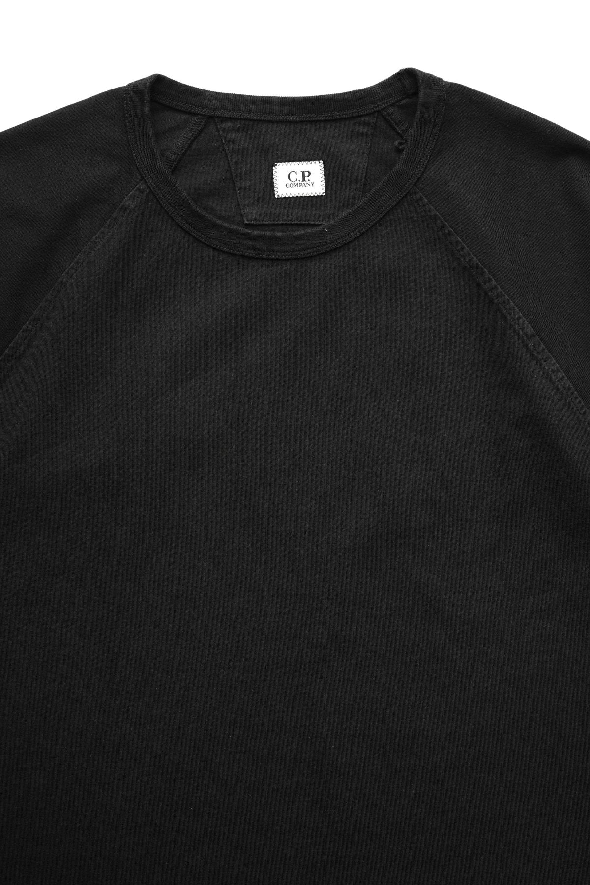 C.P. COMPANY - HEAVY JERSEY MIXED SHORT SLEEVE SWEATSHIRT - BLACK