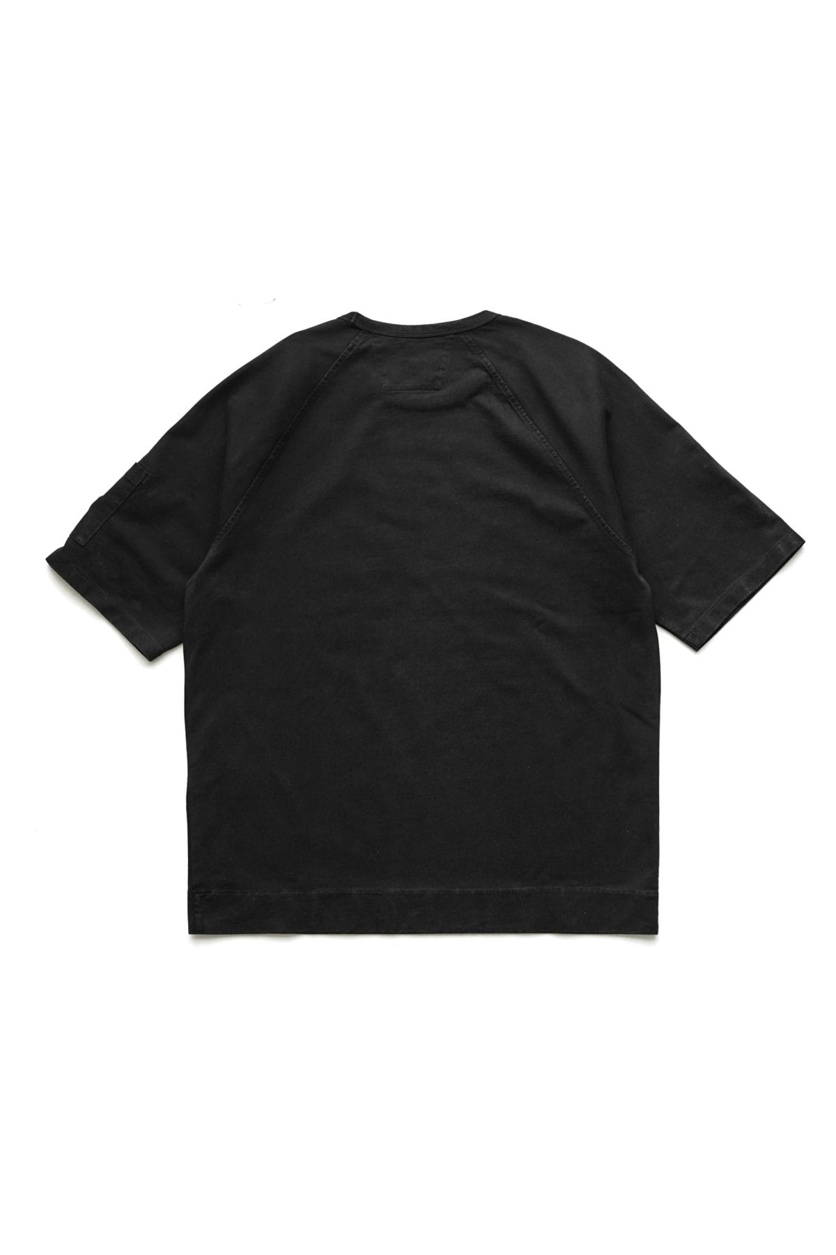 C.P. COMPANY - HEAVY JERSEY MIXED SHORT SLEEVE SWEATSHIRT - BLACK