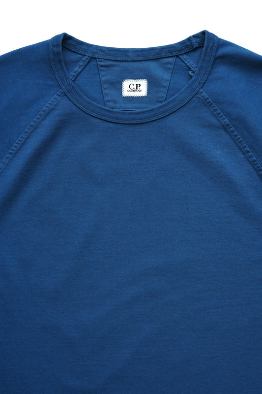 C.P. COMPANY - HEAVY JERSEY MIXED SHORT SLEEVE SWEATSHIRT - BLUE QUARTZ