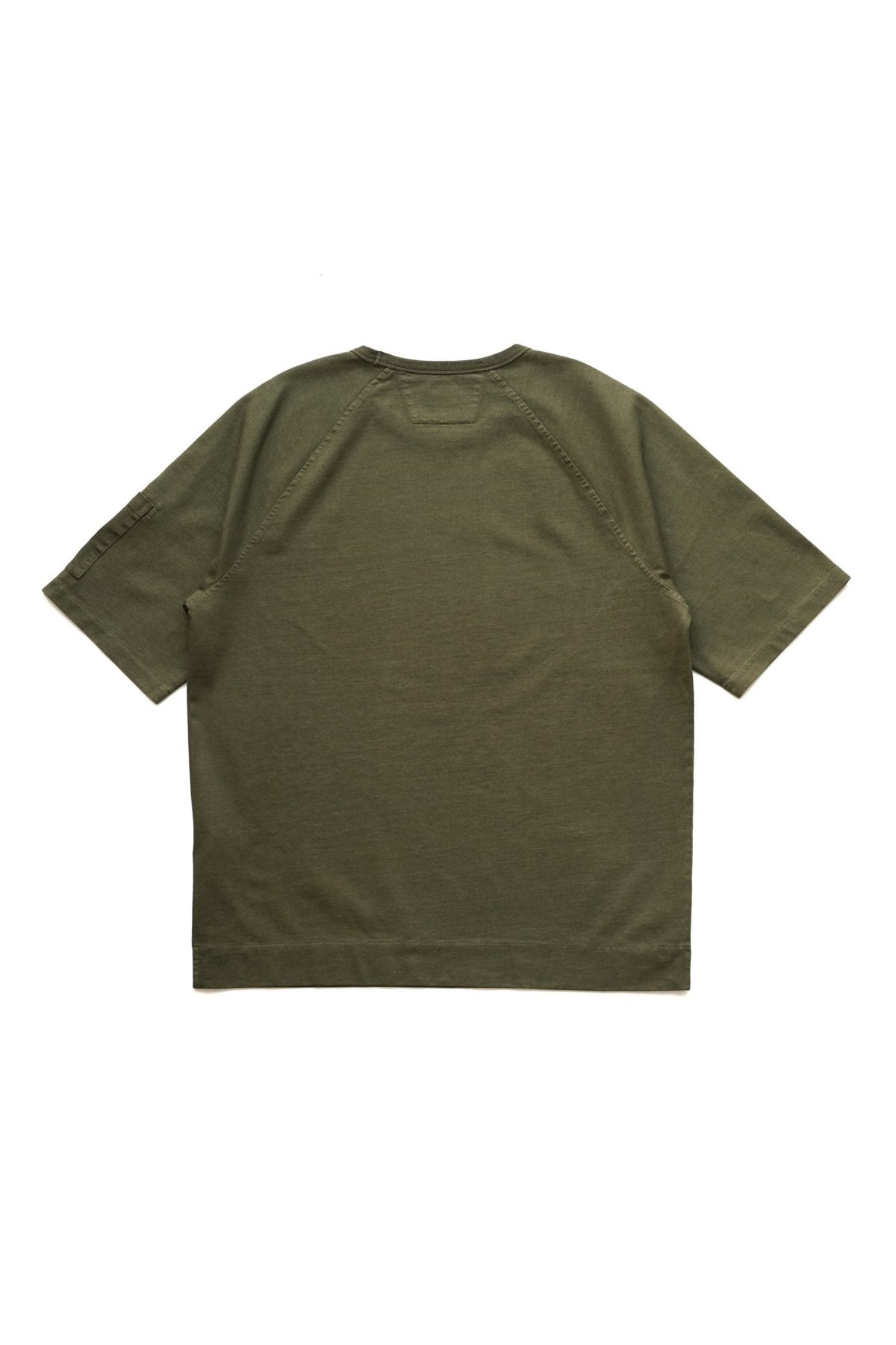 C.P. COMPANY - HEAVY JERSEY MIXED SHORT SLEEVE SWEATSHIRT - IVY GREEN