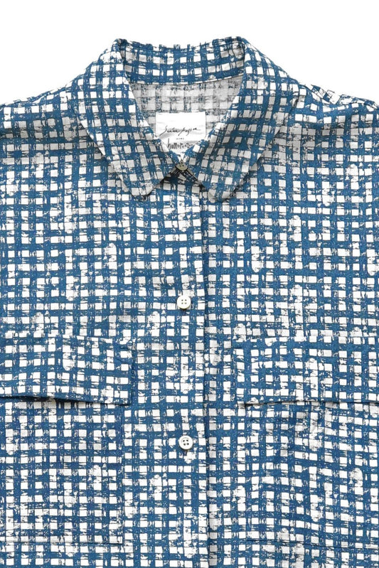 Sen'en Fujita avec humoresque - POCKET SHIRT - GINGHAM BLUE