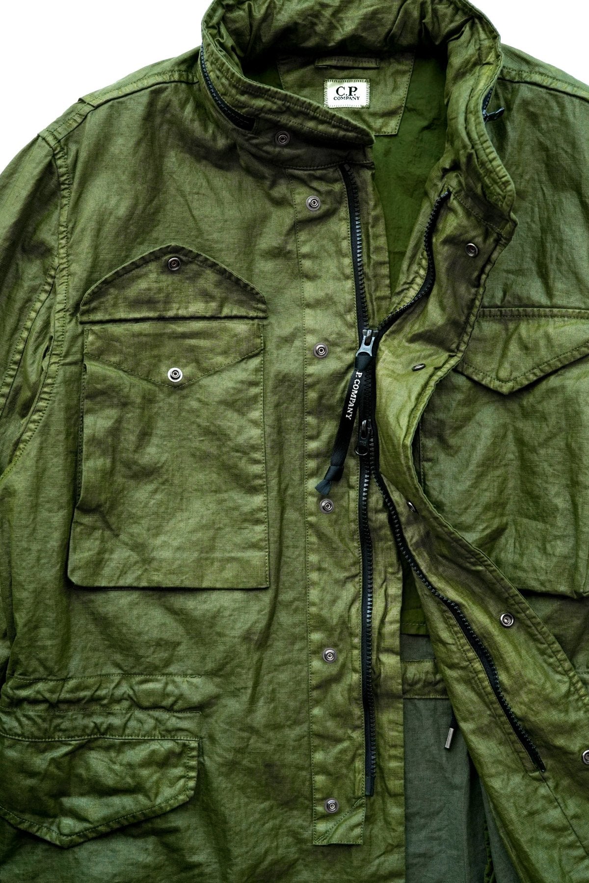 C.P. COMPANY - LINO WAX UTILITY JACKET - GREEN MOSS