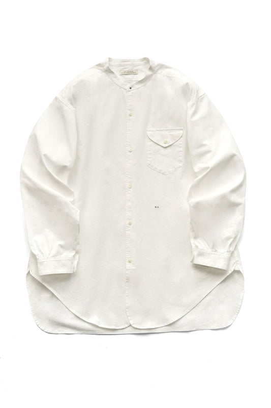 OLD JOE - BAND COLLAR LONG TAIL SHIRTS - WHITE CHAMBRAY