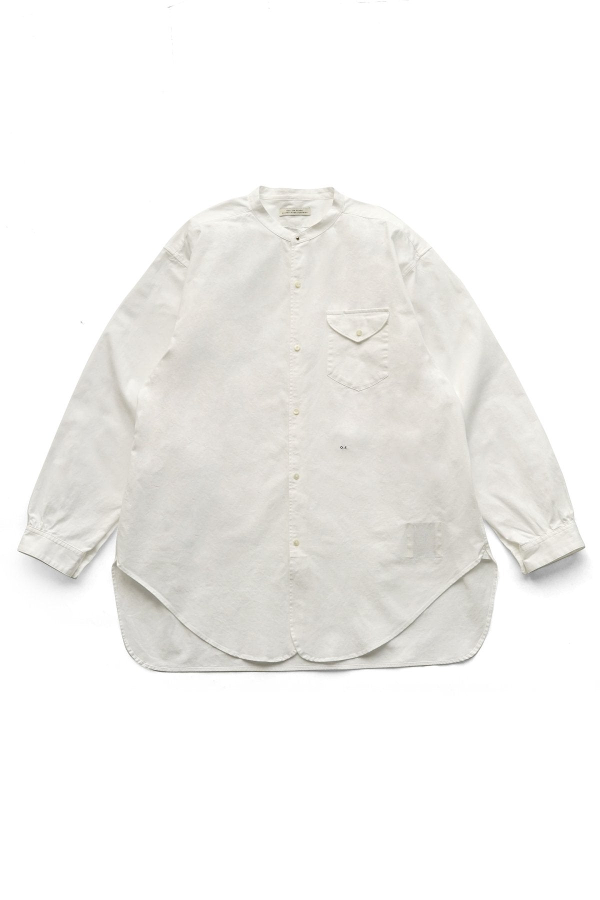 OLD JOE - BAND COLLAR LONG TAIL SHIRTS - WHITE CHAMBRAY