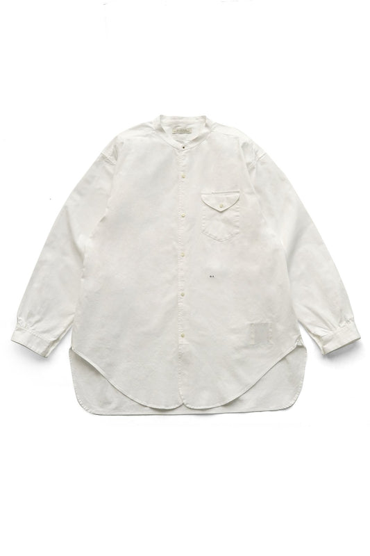 OLD JOE - BAND COLLAR LONG TAIL SHIRTS - WHITE CHAMBRAY