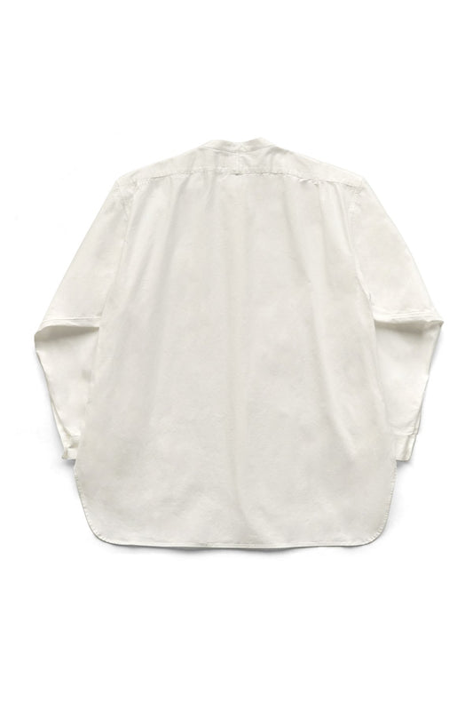 OLD JOE - BAND COLLAR LONG TAIL SHIRTS - WHITE CHAMBRAY