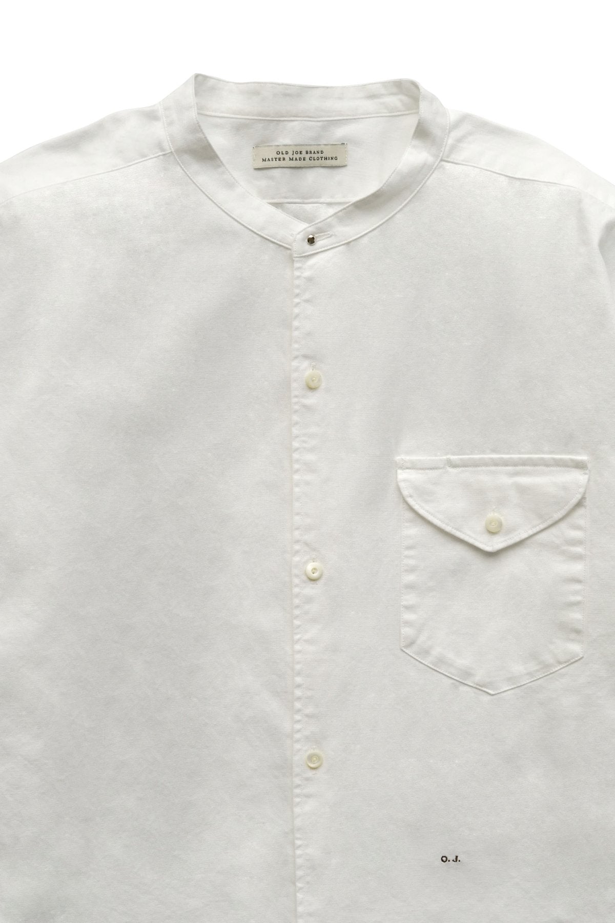 OLD JOE - BAND COLLAR LONG TAIL SHIRTS - WHITE CHAMBRAY