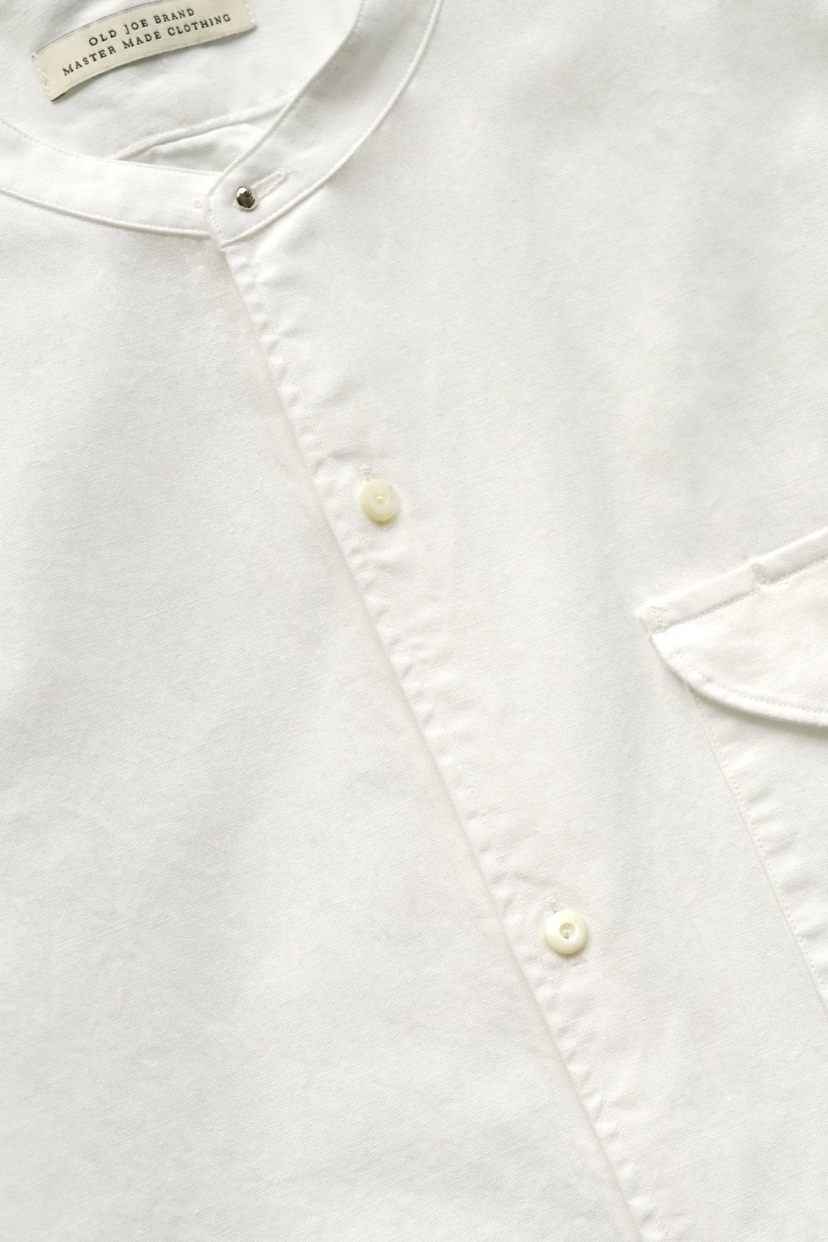 OLD JOE - BAND COLLAR LONG TAIL SHIRTS - WHITE CHAMBRAY