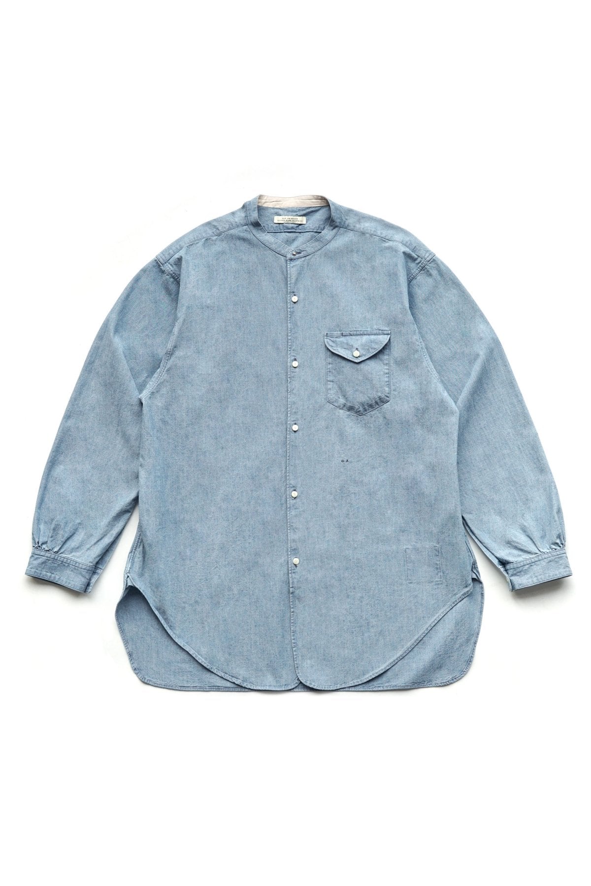 OLD JOE - BAND COLLAR LONG TAIL SHIRTS - INDIGO CHAMBRAY