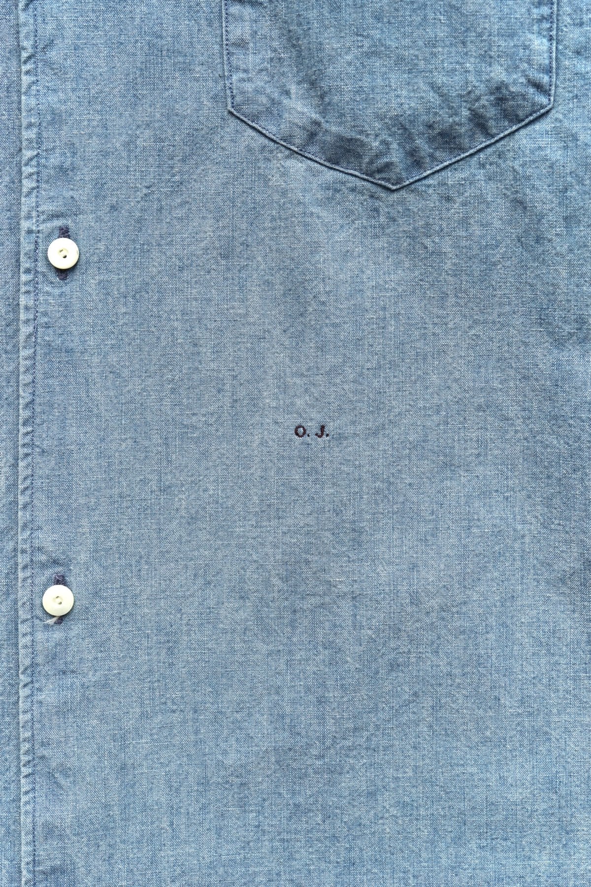 OLD JOE - BAND COLLAR LONG TAIL SHIRTS - INDIGO CHAMBRAY