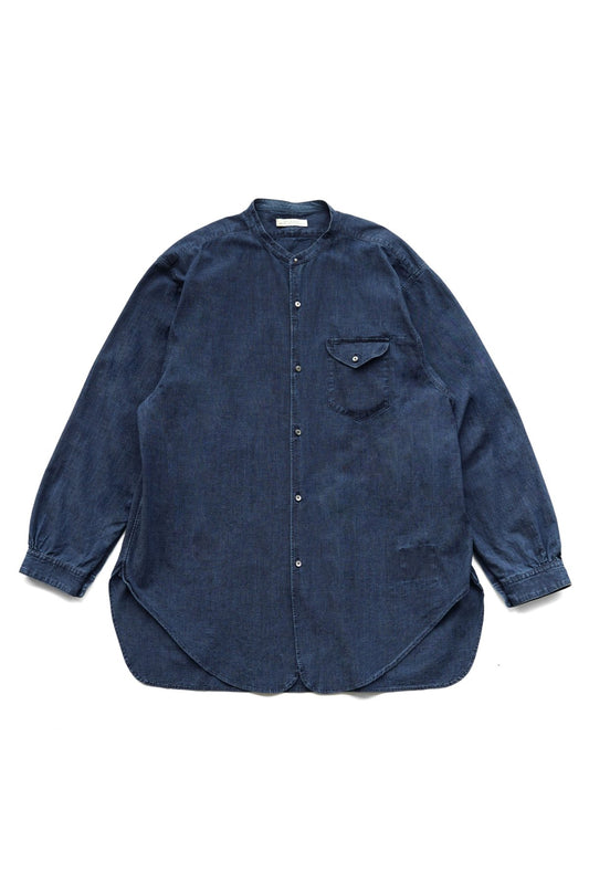 OLD JOE - BAND COLLAR LONG TAIL SHIRTS - INDIGO CLOTH