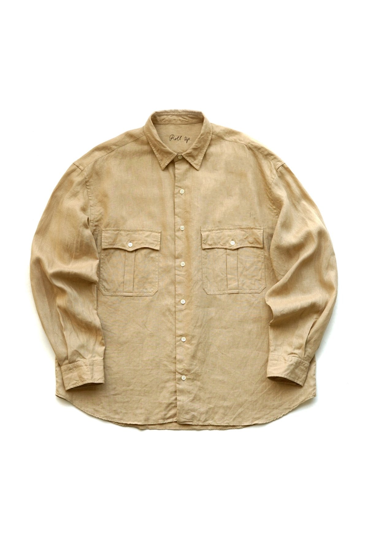 Porter Classic - ROLL UP LINEN SHIRT (FRENCH LINEN) - ANTIQUE GOLD