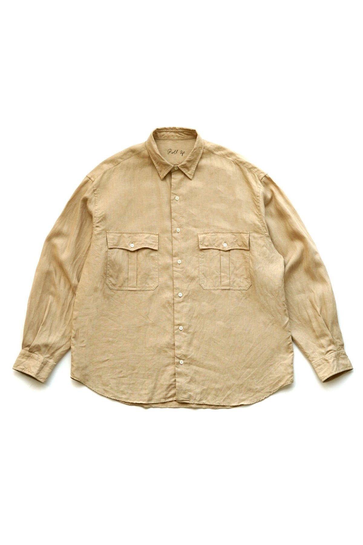 Porter Classic - ROLL UP LINEN SHIRT (FRENCH LINEN) - ANTIQUE GOLD