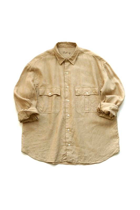 Porter Classic - ROLL UP LINEN SHIRT (FRENCH LINEN) - ANTIQUE GOLD