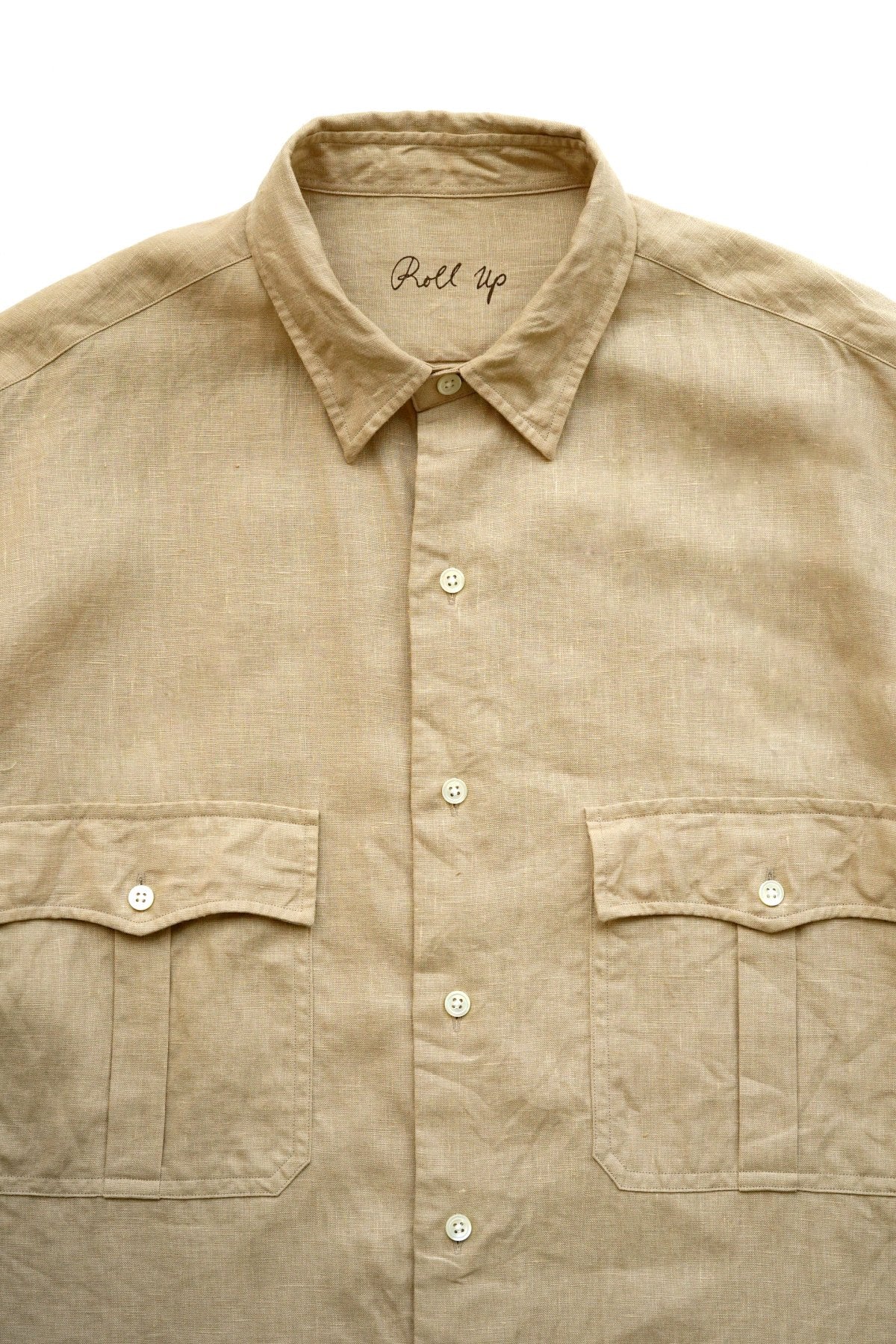 Porter Classic - ROLL UP LINEN SHIRT (FRENCH LINEN) - ANTIQUE GOLD