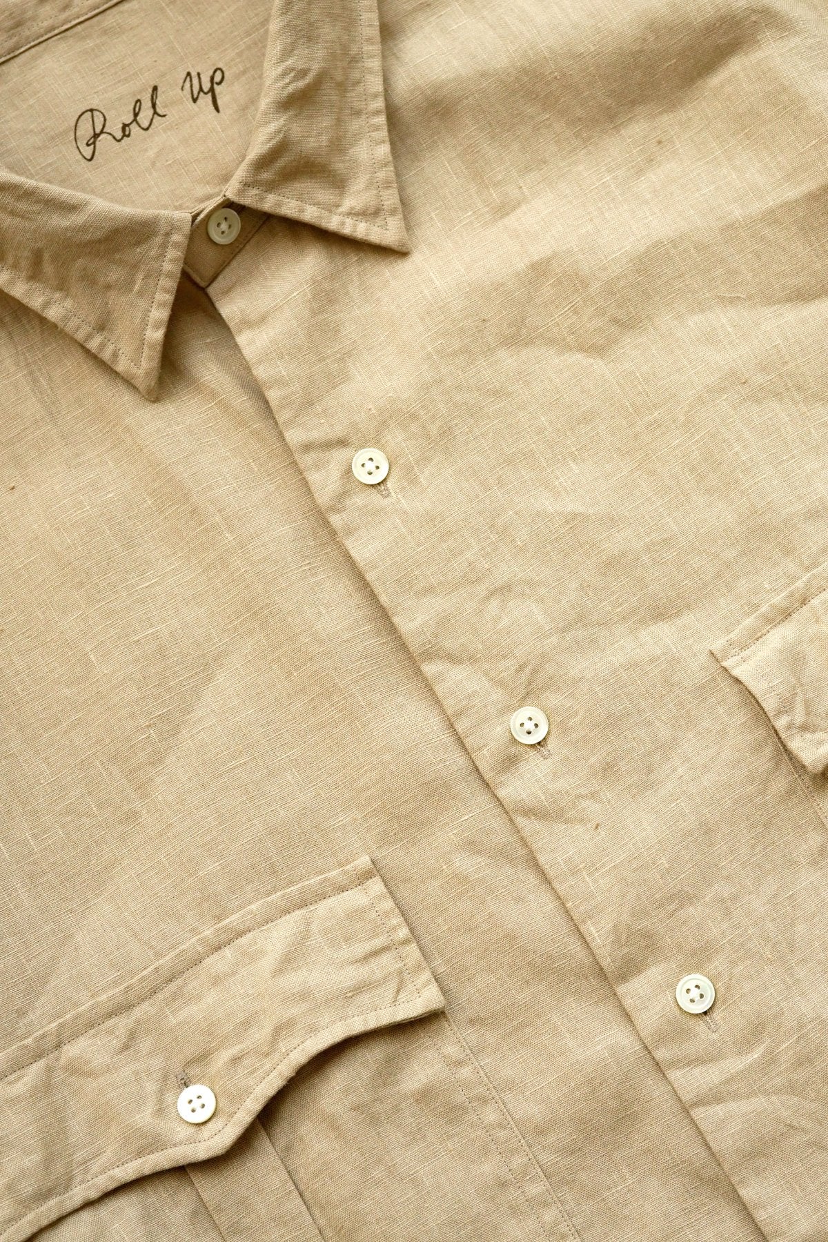 Porter Classic - ROLL UP LINEN SHIRT (FRENCH LINEN) - ANTIQUE GOLD