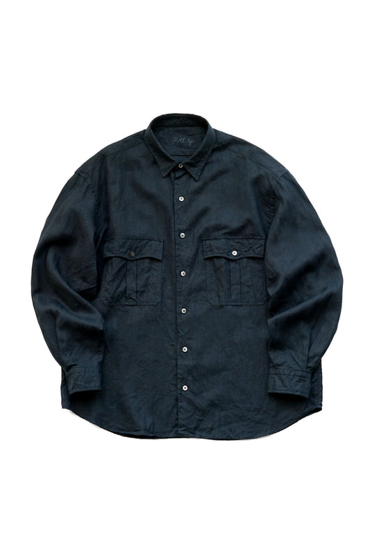 Porter Classic - ROLL UP LINEN SHIRT (FRENCH LINEN) - DARK NAVY