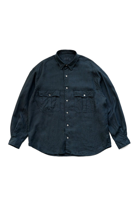 Porter Classic - ROLL UP LINEN SHIRT (FRENCH LINEN) - DARK NAVY