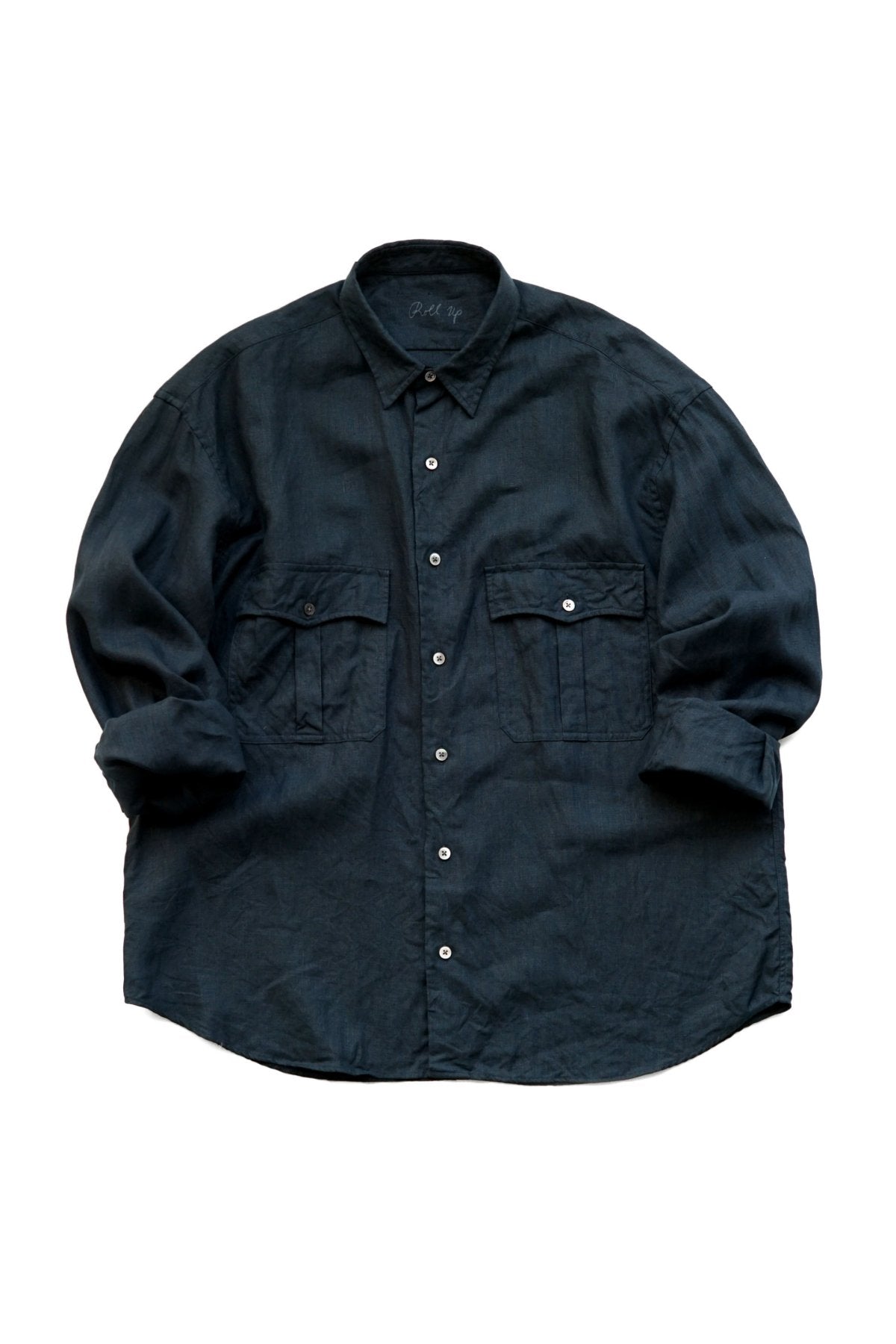 Porter Classic - ROLL UP LINEN SHIRT (FRENCH LINEN) - DARK NAVY