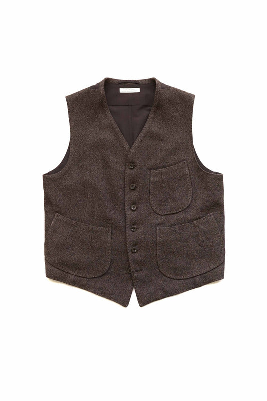 OLD JOE - PLEATED POCKET SPORTING VEST - ESPRESSO