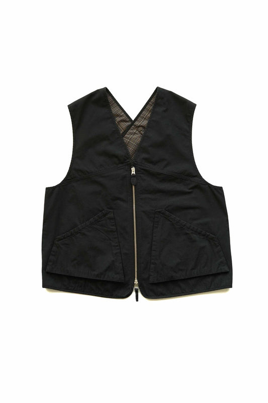 OLD JOE - PATINA NEP CLOTH FILED VEST -BLACK