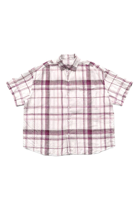 Porter Classic - BEAT WRITER SHIRT (LEGGIUNO GHIBLI SOFT LINEN) - PURPLE CHECK