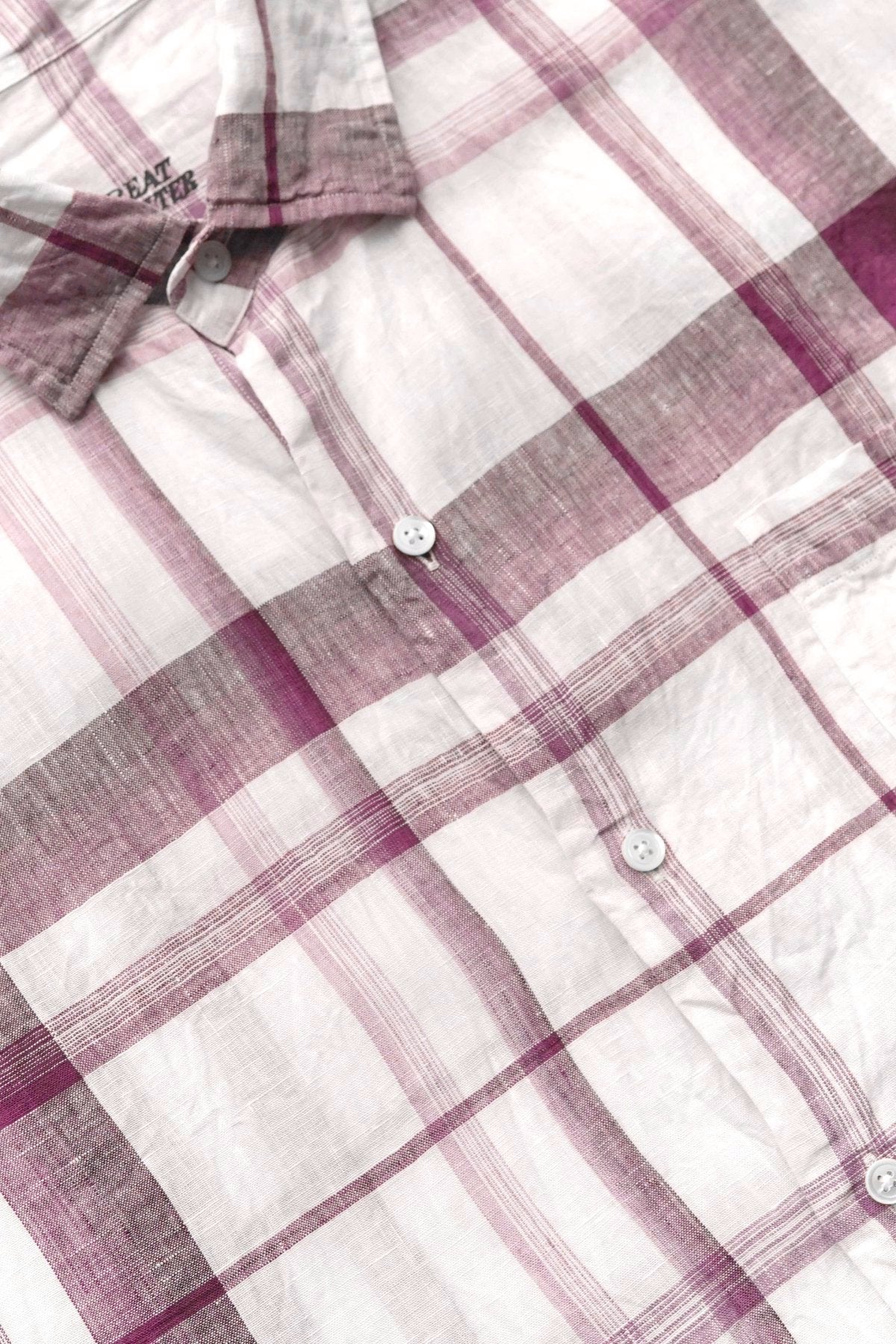 Porter Classic - BEAT WRITER SHIRT (LEGGIUNO GHIBLI SOFT LINEN) - PURPLE CHECK