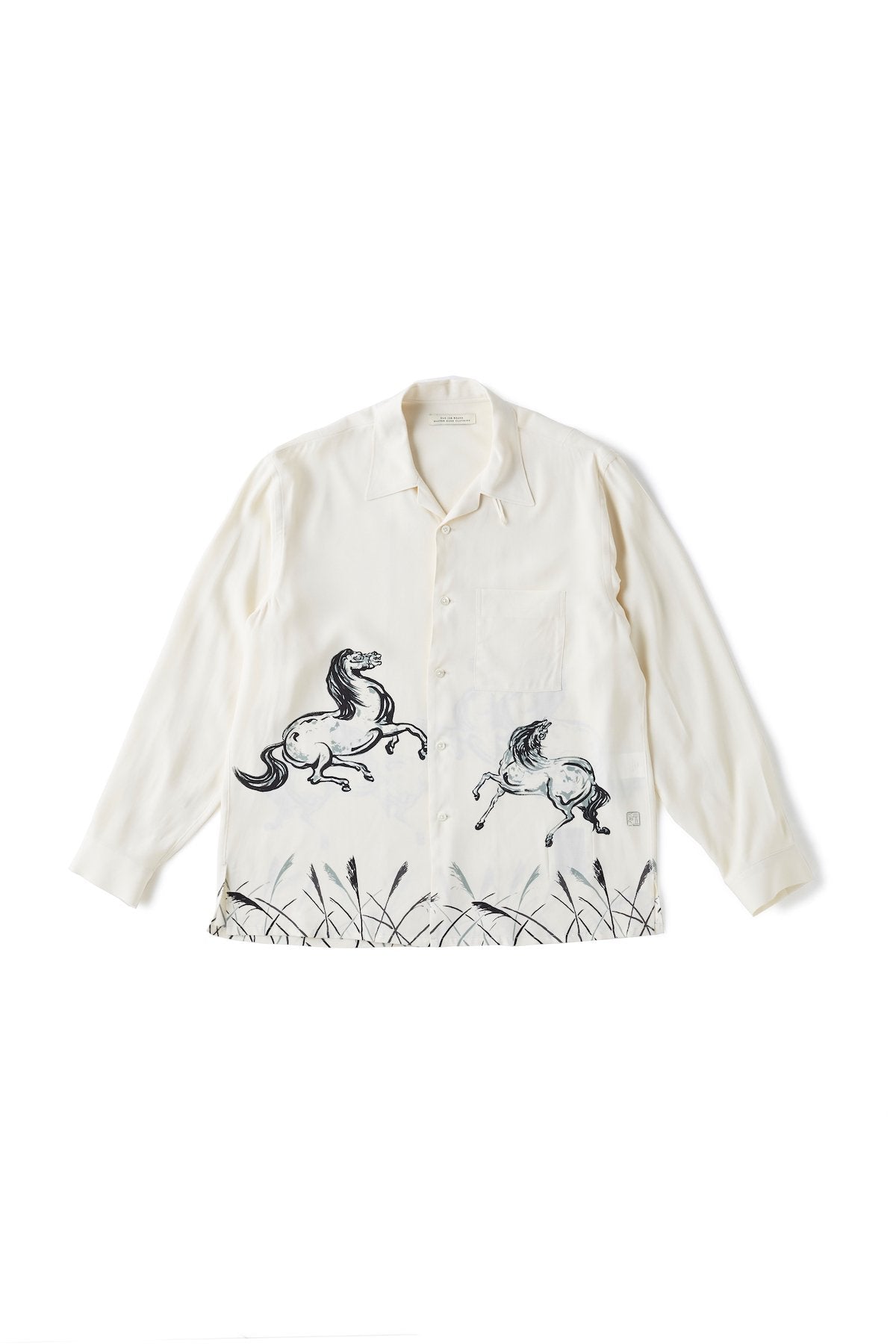 OLD JOE - ORIGINAL PRINTED OPEN COLLAR SHIRTS (HORSE) Long-sleeve - BONE