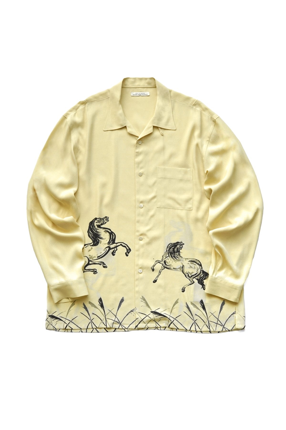 OLD JOE - ORIGINAL PRINTED OPEN COLLAR SHIRTS (HORSE) Long-sleeve - CITRINE