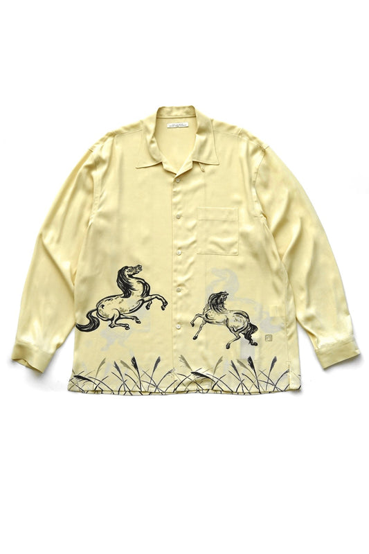 OLD JOE - ORIGINAL PRINTED OPEN COLLAR SHIRTS (HORSE) Long-sleeve - CITRINE