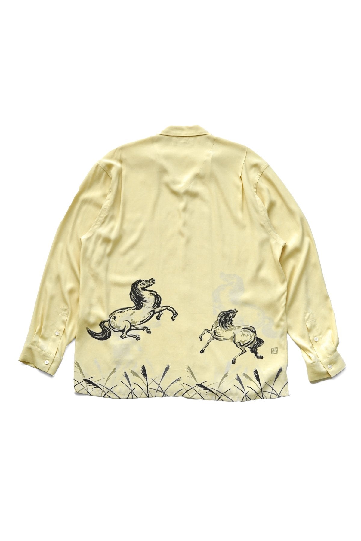 OLD JOE - ORIGINAL PRINTED OPEN COLLAR SHIRTS (HORSE) Long-sleeve - CITRINE