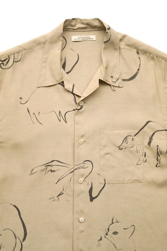 OLD JOE - ORIGINAL PRINTED OPEN COLLAR SHIRTS (DRAWING) Short-sleeve - DUNE