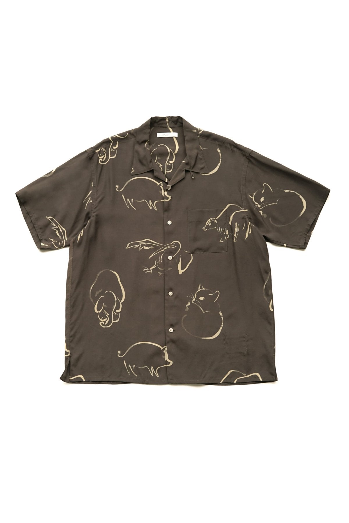 OLD JOE - ORIGINAL PRINTED OPEN COLLAR SHIRTS (DRAWING) Short-sleeve - ESPRESSO