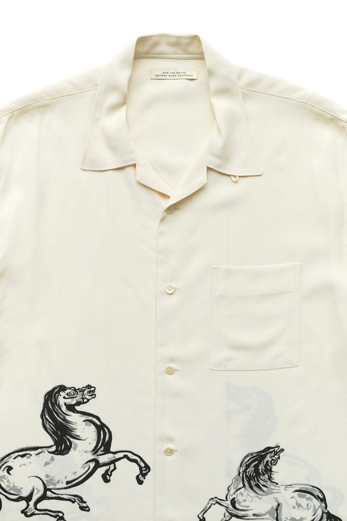 OLD JOE - ORIGINAL PRINTED OPEN COLLAR SHIRTS (HORSE) Short-sleeve - BONE