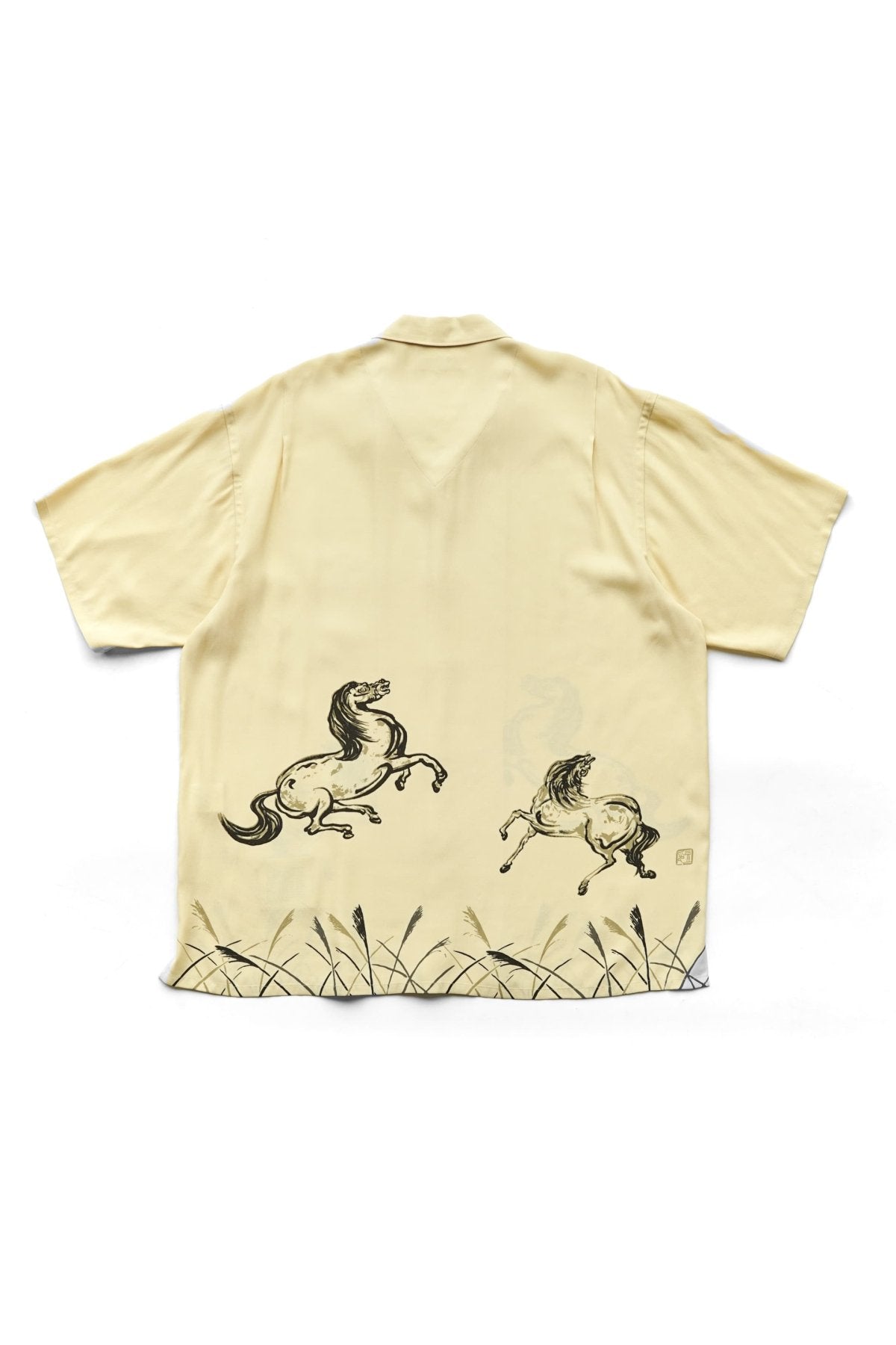 OLD JOE - ORIGINAL PRINTED OPEN COLLAR SHIRTS (HORSE) Short-sleeve - CITRINE