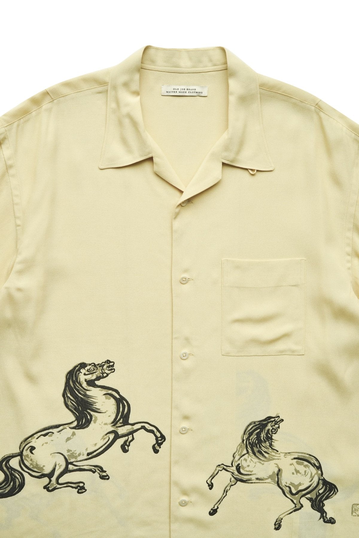 OLD JOE - ORIGINAL PRINTED OPEN COLLAR SHIRTS (HORSE) Short-sleeve - CITRINE