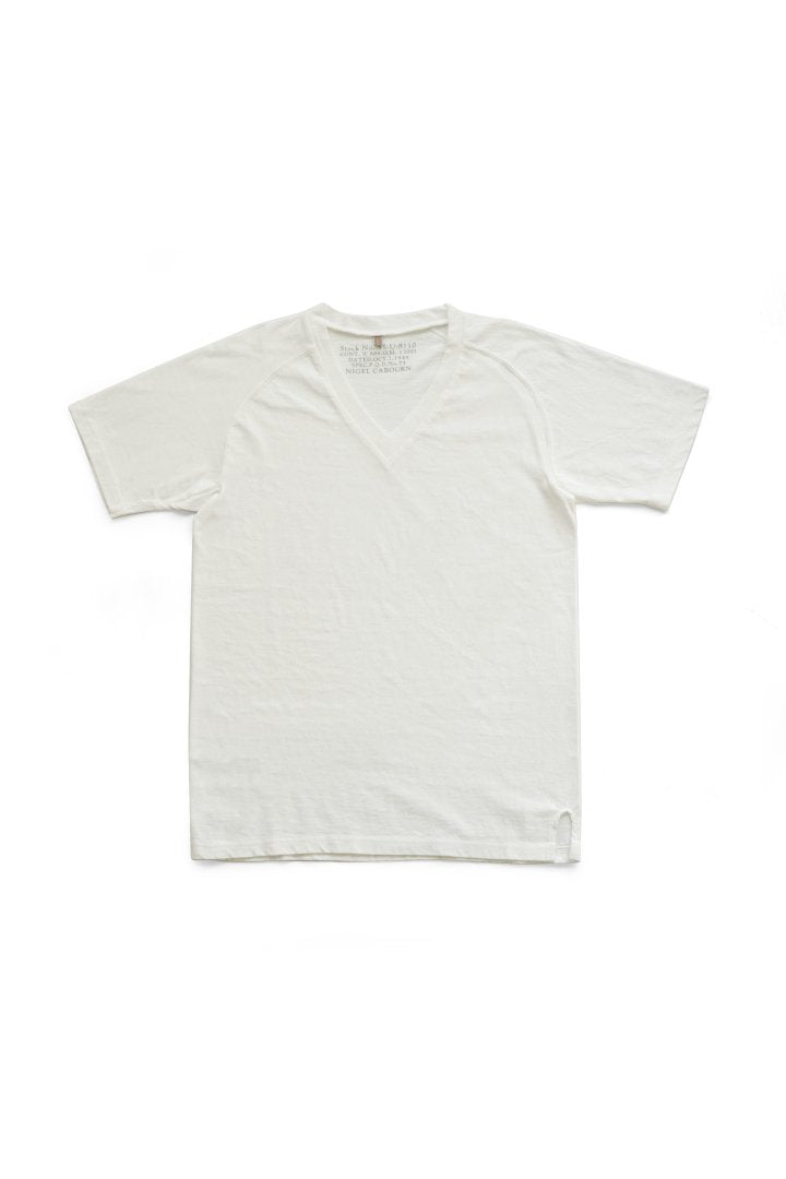 Nigel Cabourn woman - V NECK T-SHIRT - WHITE