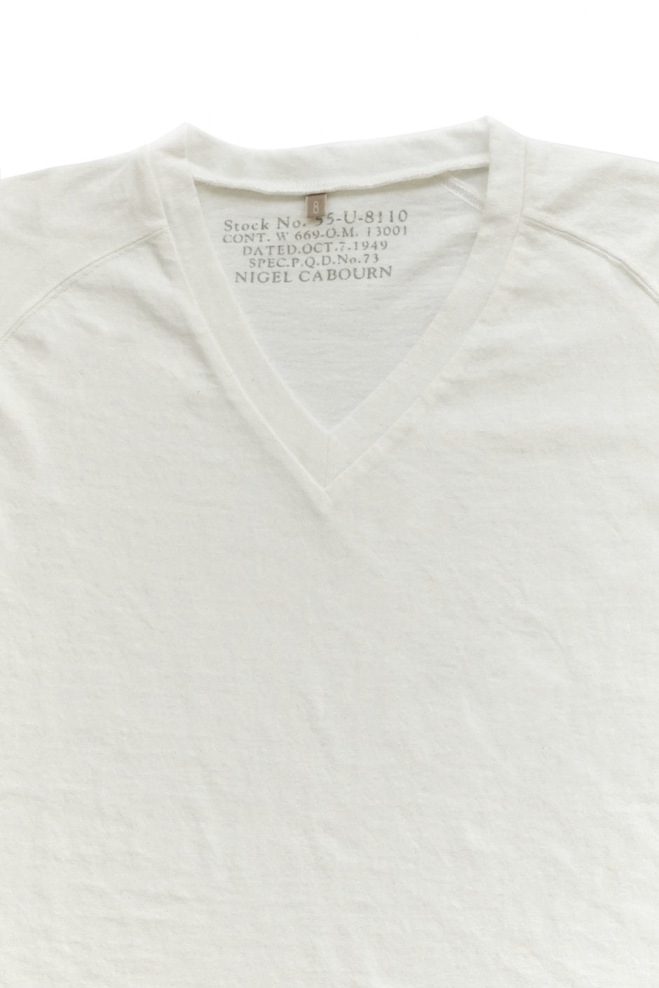 Nigel Cabourn woman - V NECK T-SHIRT - WHITE