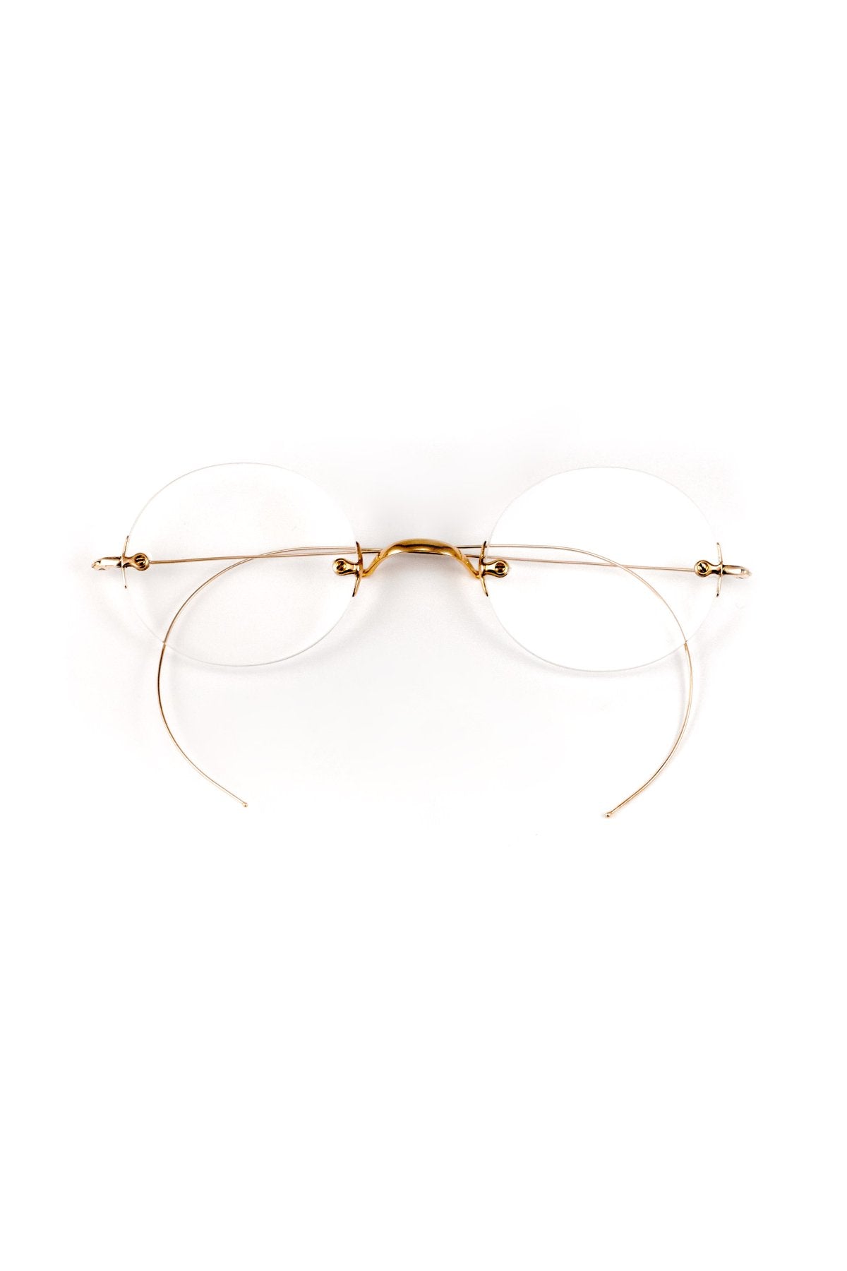 SPECIAL 1920s SHUR-ON 2POINT 10K GOLD ANTIQUE ROUND EYEGLASS - OPT-883