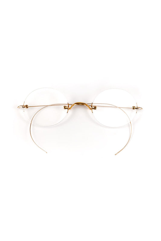 SPECIAL 1920s SHUR-ON 2POINT 10K GOLD ANTIQUE ROUND EYEGLASS - OPT-883