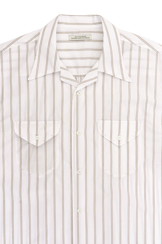 OLD JOE - SWALLOW COLLAR SPORTS SHIRTS S/S - BISQUE STRIPE