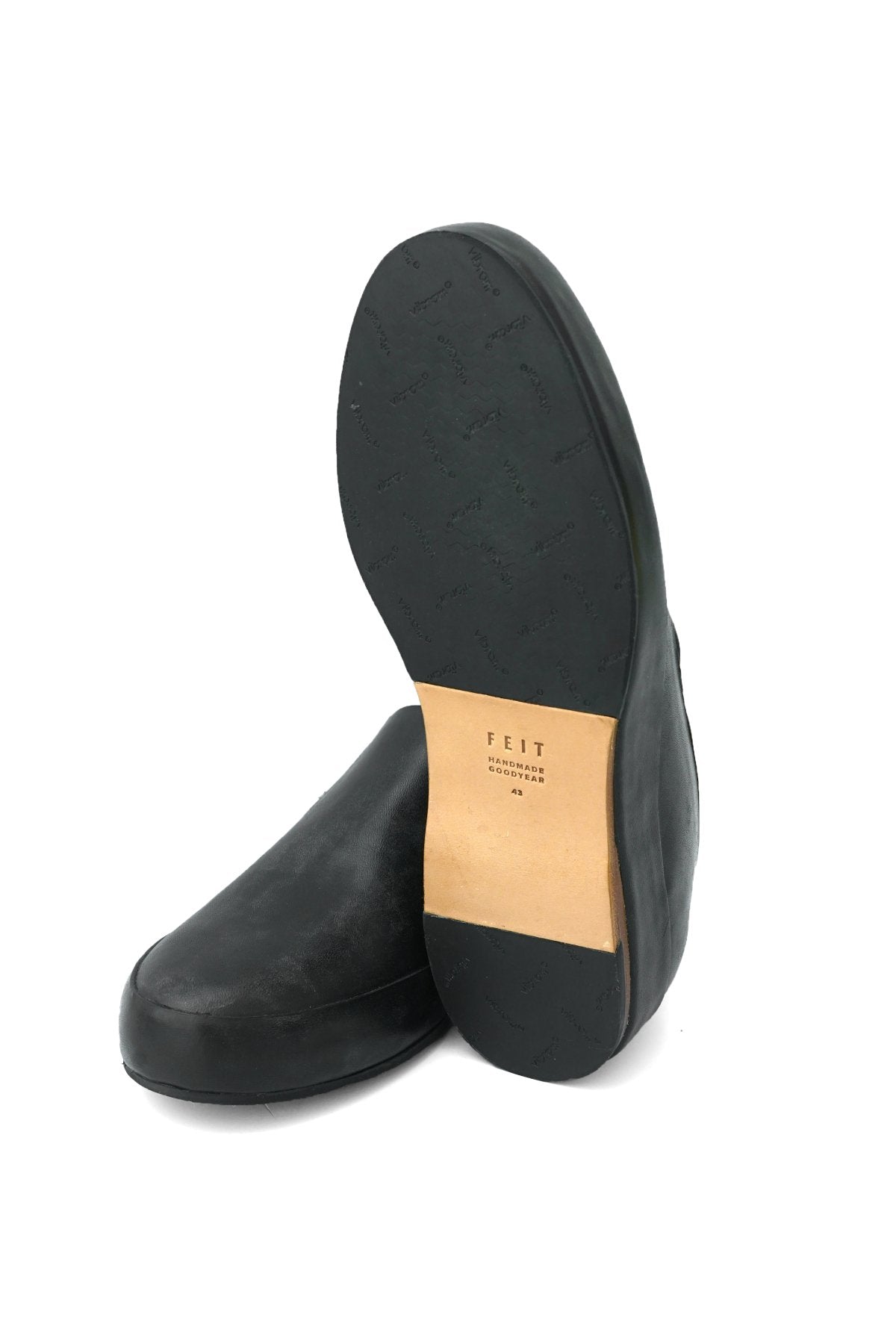 FEIT - HAND SEWN SLIPPER RUBBER - BLACK