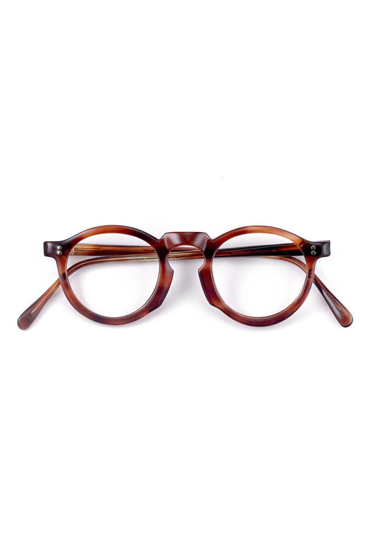 1940s - FRANCE VINTAGE EYEGLASS ROUND DEMI AMBER - OPT-930