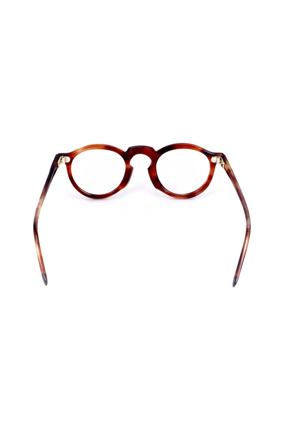 1940s - FRANCE VINTAGE EYEGLASS ROUND DEMI AMBER - OPT-930