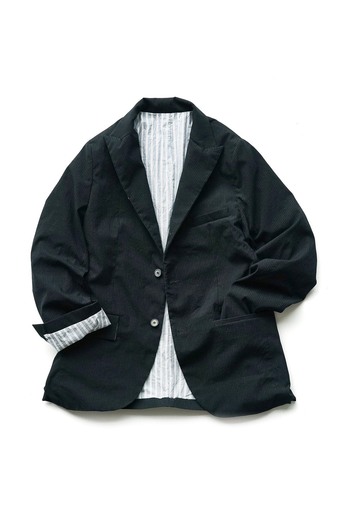 Bergfabel - LONG FARMER JACKET - NAVY STRIPE