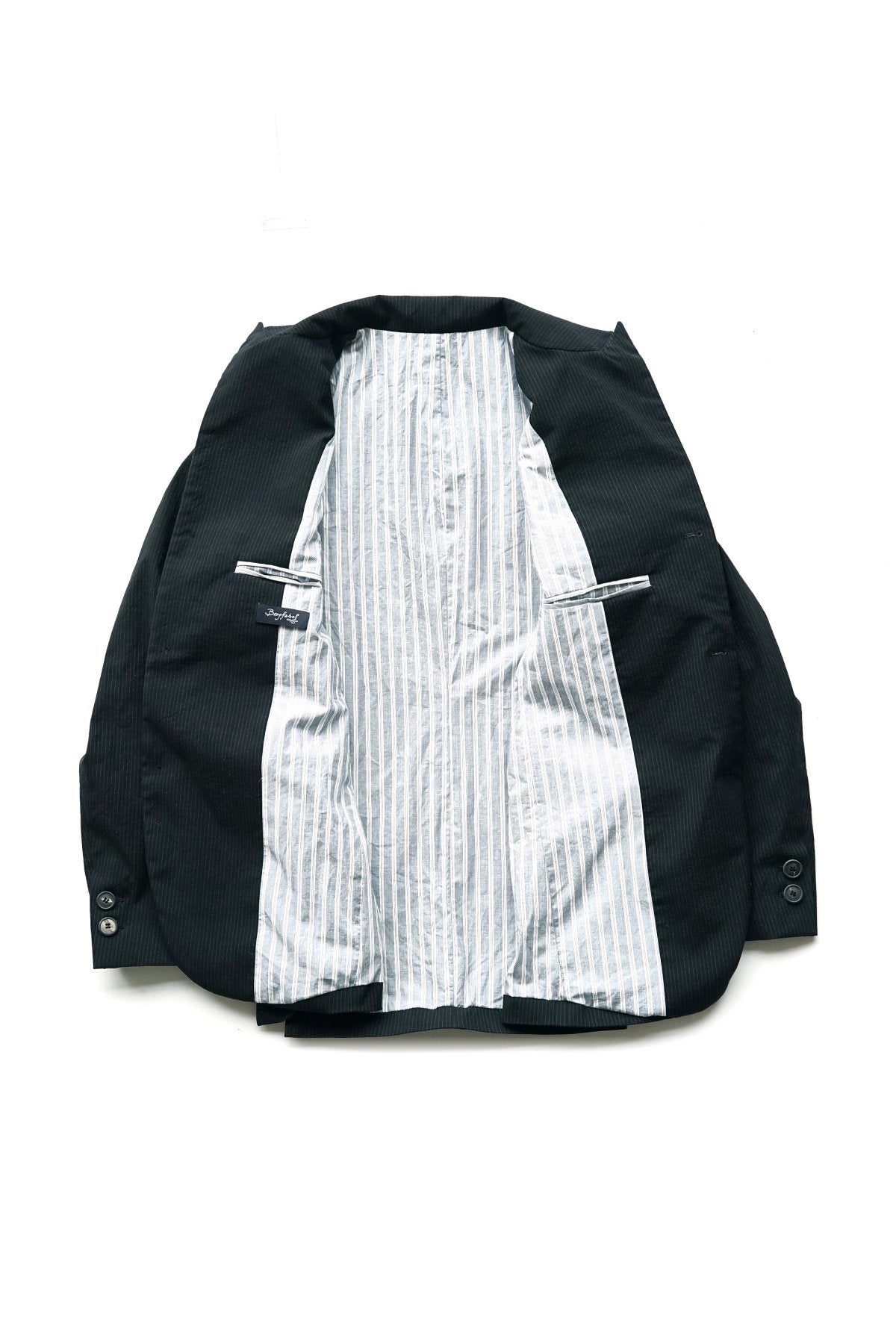 Bergfabel - LONG FARMER JACKET - NAVY STRIPE