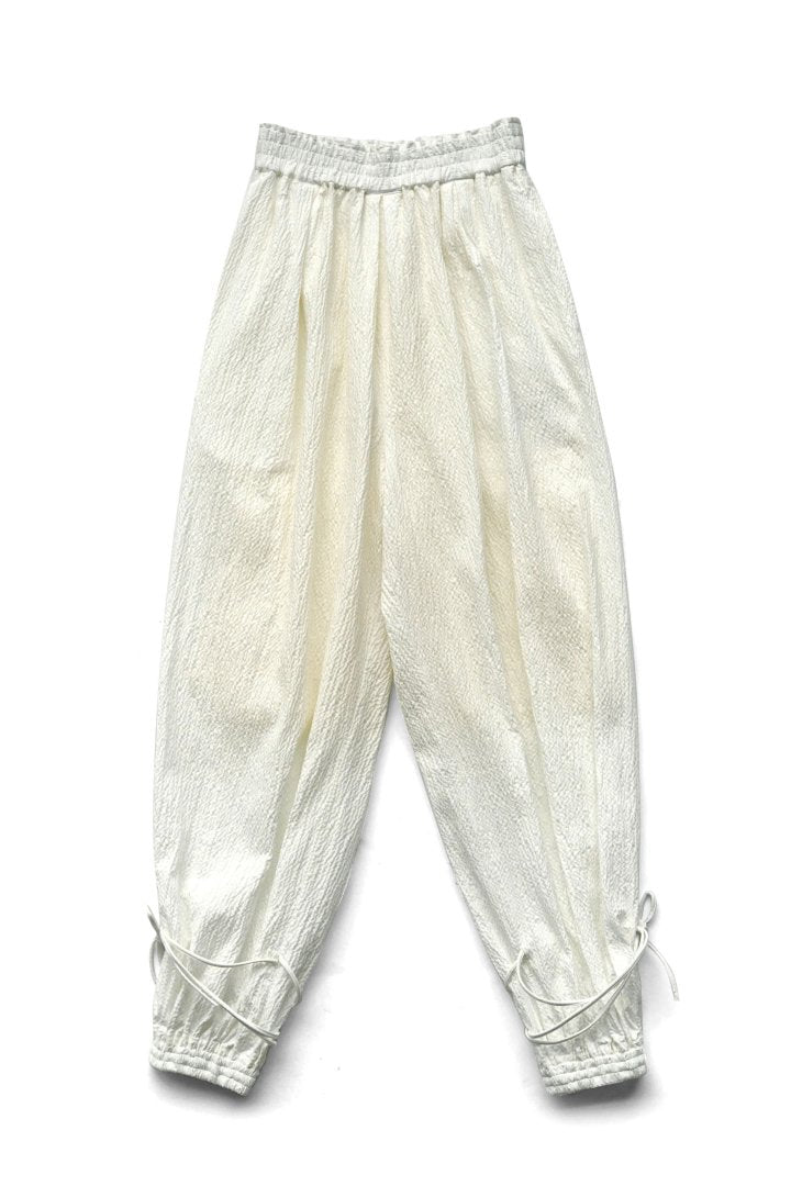 WRYHT- GATHERED WAIST FOLK TROUSER - RAW WHITE