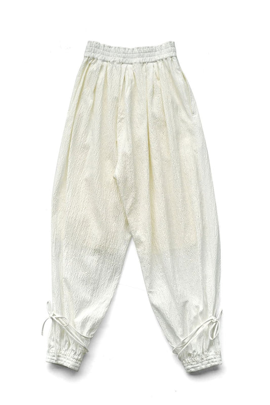 WRYHT- GATHERED WAIST FOLK TROUSER - RAW WHITE