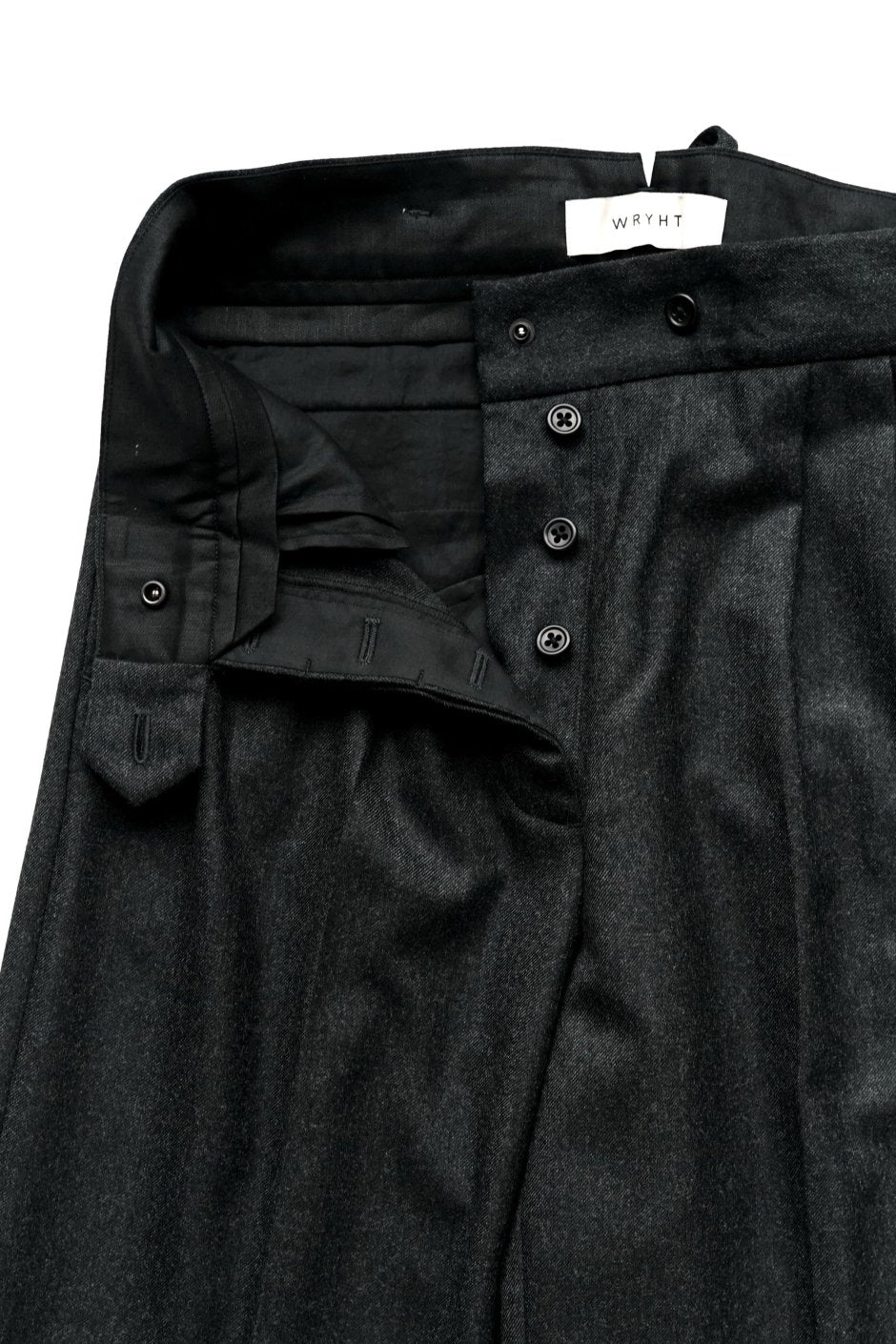 WRYHT ★★★ - EXCLUSIVE KNOTTED BUCK PLEATED TROUSER - GRAPHITE