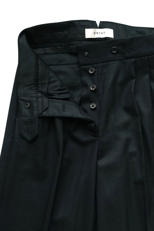 WRYHT ★★★ - EXCLUSIVE KNOTTED BUCK PLEATED TROUSER - NOCTURNE